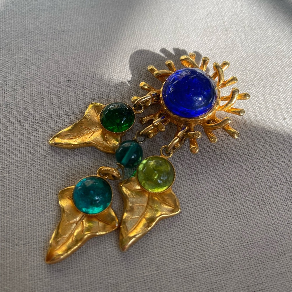 Vintage Philippe Ferrandis Poured Glass Brooch.